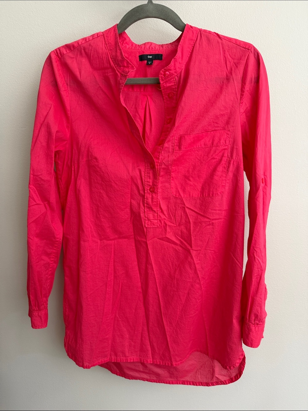 GAP Bright Pink Long Sleeve Popover Tunic